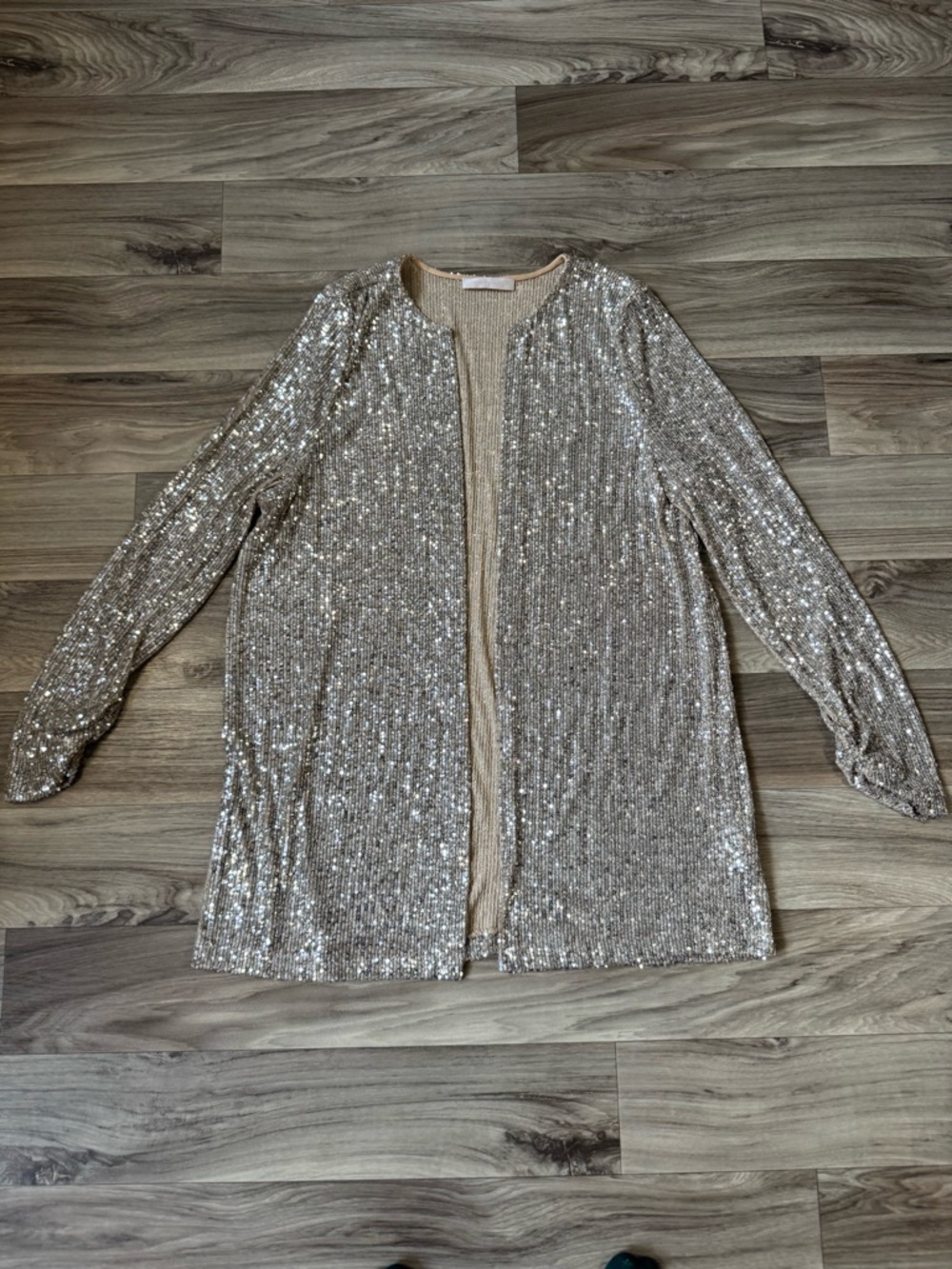 Naeem Khan Sequin Stretch Tulle Duster Cardigan Size Extra Large Made in USA